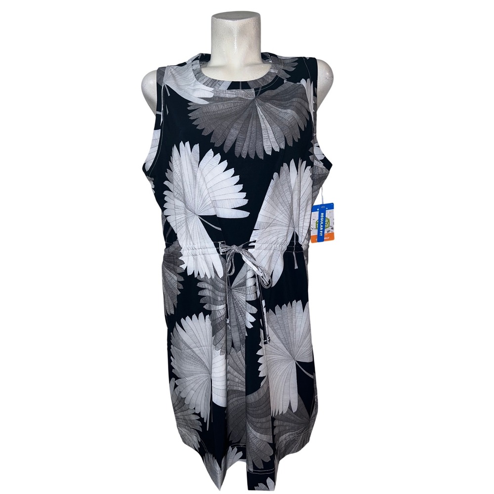 New Columbia Dress Bogata Bay Printed Pullover Size XL Black White Palm Leaf NWT